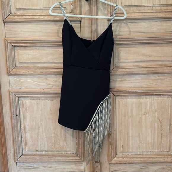 NWT KIKI RIKI Rhinestone /silver beaded fringe dress - Picture 5 of 8